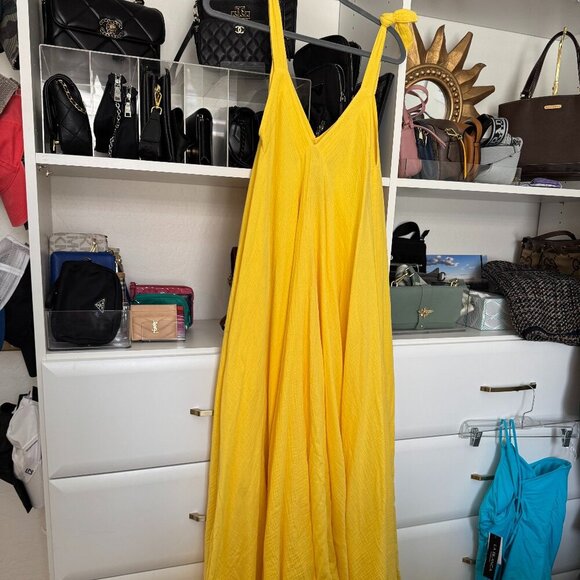 HELSOL x Eclectic Array Yellow Cotton Maxi Dress – One Size - Picture 1 of 5
